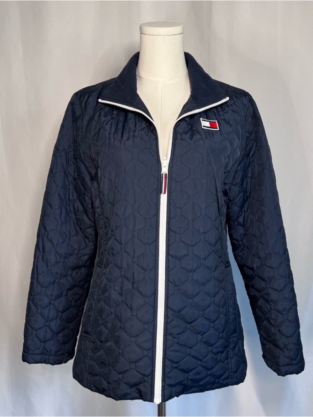 Tommy Hilfiger Navy Quilted Zip-Up Puffer Jacket